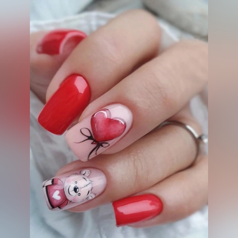 VALENTINE'S Teddy Bear nails. NIP